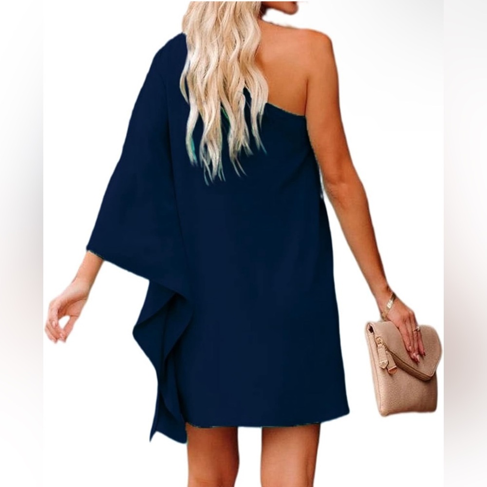 MEDIUM Women's Casual Batwing Sleeve One Shoulder Dresses Summer Club Party - Picture 6 of 6